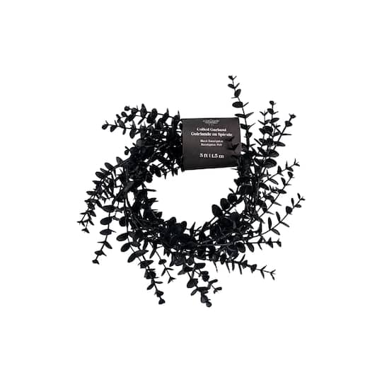 5ft. Black Eucalyptus Leaf Coiled Garland by Ashland®